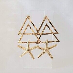 New gold starfish triangle earrings